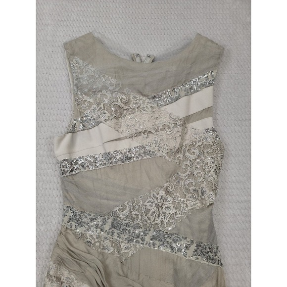 Alice & Olivia Dress Womens 2 Silk Blend Lace Sequins Sleeveless - Picture 4 of 8